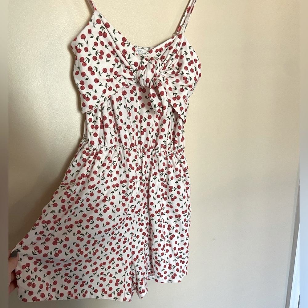 Francesca’s Women’s Romper, size Small. Cherry cottagecore outfit.